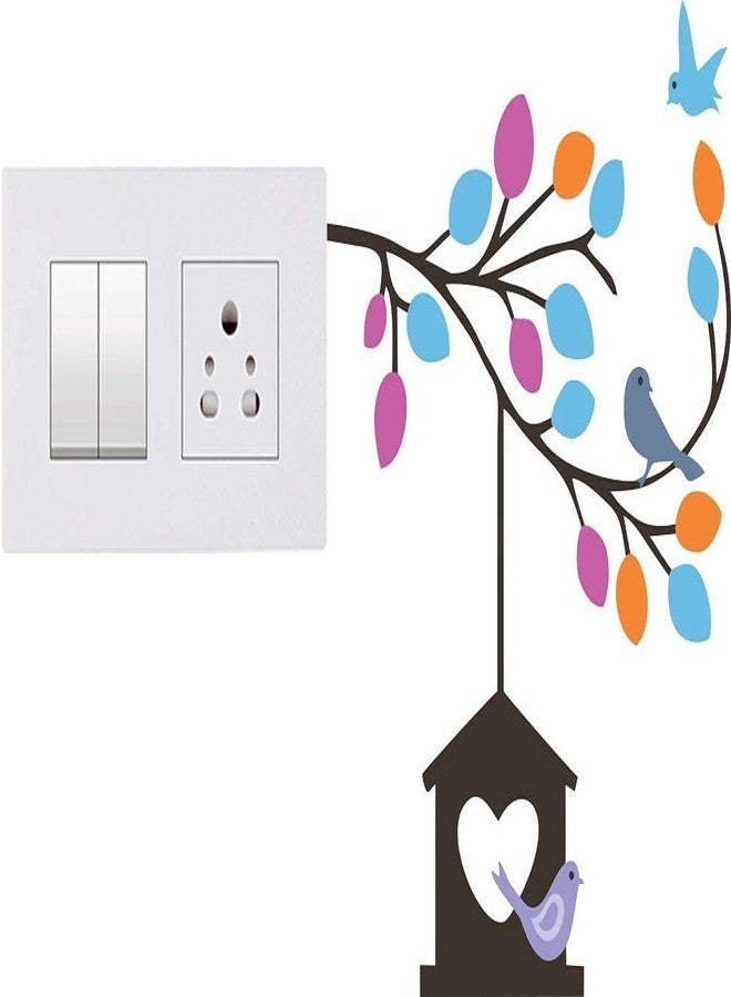 RNG ملصق حائط ثلاثي الأبعاد من الفينيل PVC من RNG، ذاتي اللصق، بألوان زاهية، على شكل عصافير، لتزيين لوحات مفاتيح منزلك (متعدد الألوان) - Image 3